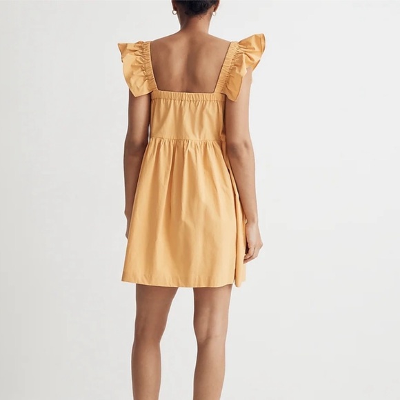 Madewell Flutter Sleeve Square Neck Mini Dress Yellow Size XXL - Picture 3 of 9